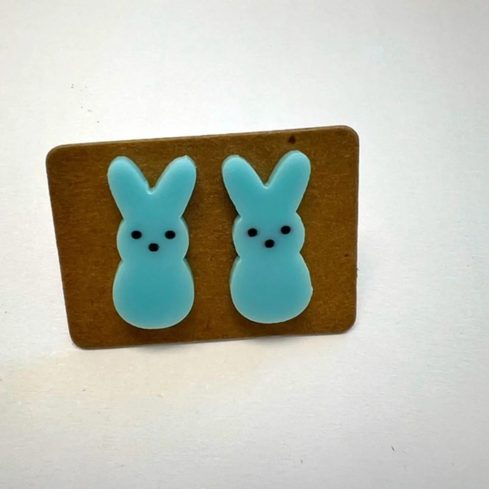 TEAL BUNNY STUD EARRINGS